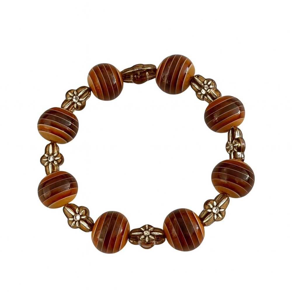 Brown Glass Beaded Bracelet